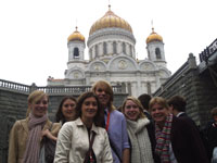 UK delegation in front of the Cathedral of Christ our Saviour